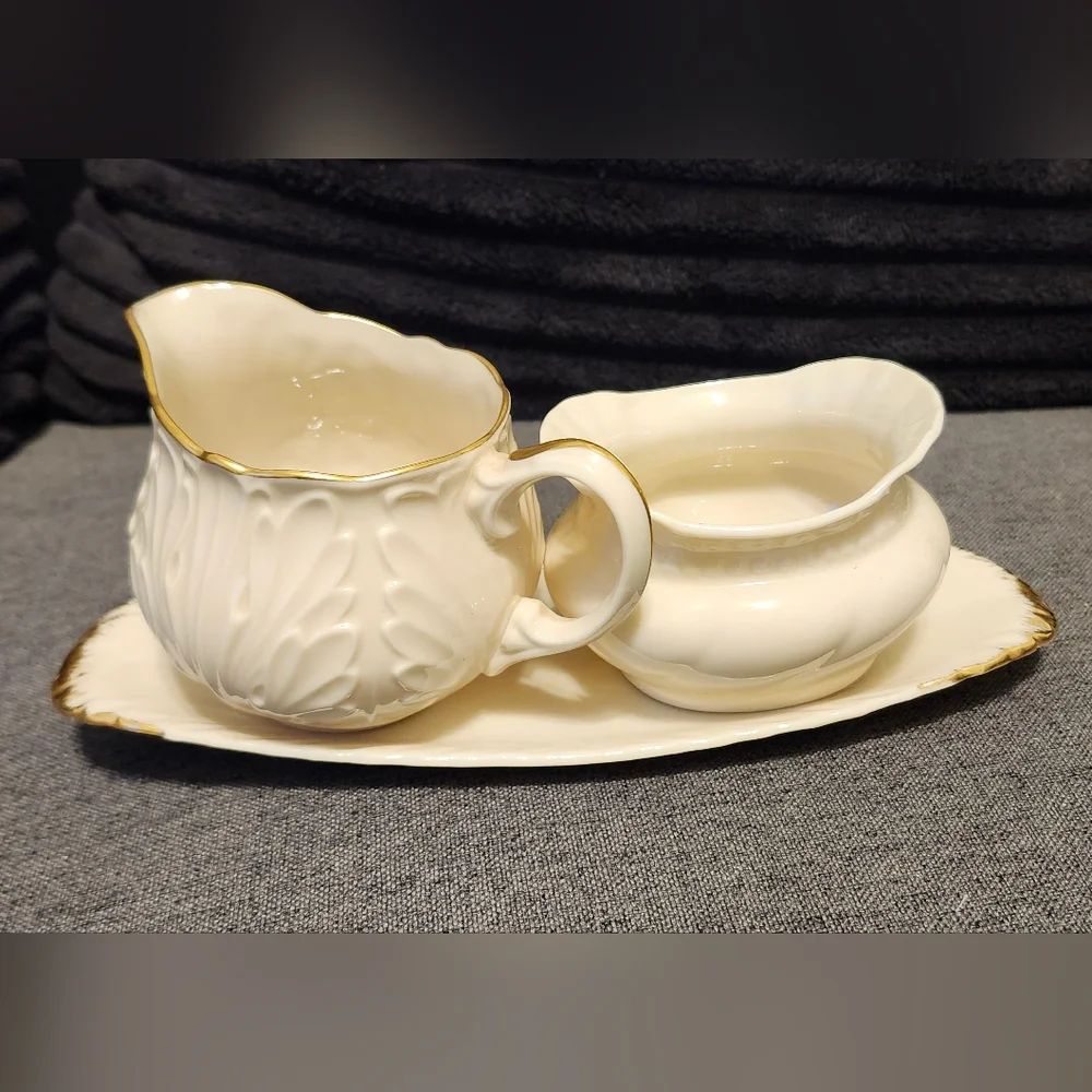 Lenox 24k Gold Trim Cottage Creamer Colonial Sugar And Plate (Set Or Separate)